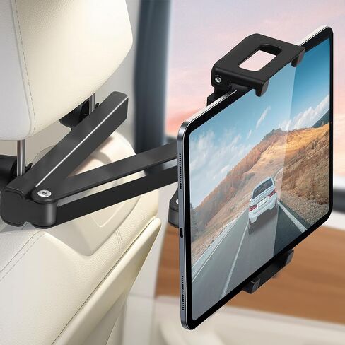 Pure Zinc Alloy Car Headrest Tablet Holder - [22" Extension] [720° Rotation] [0.4-6.3" Gap Fit] Universal Backseat Mount for iPad, Switch, 4.7-13" Tablets & Phones, Road Trip Essential (N2025) in Saudi Arabia
