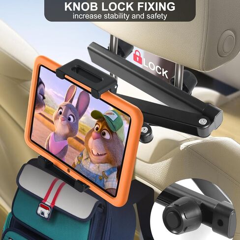 Pure Zinc Alloy Car Headrest Tablet Holder - [22" Extension] [720° Rotation] [0.4-6.3" Gap Fit] Universal Backseat Mount for iPad, Switch, 4.7-13" Tablets & Phones, Road Trip Essential (N2025) in Saudi Arabia