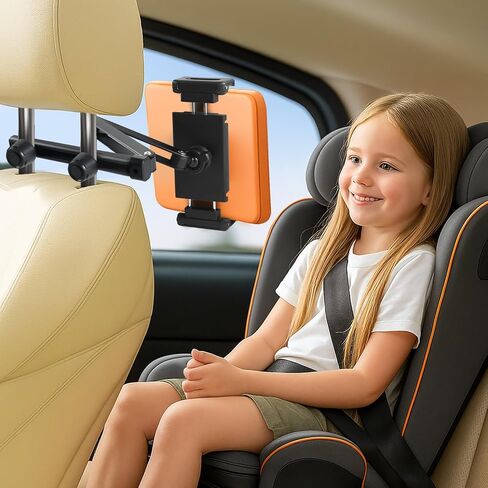 Pure Zinc Alloy Car Headrest Tablet Holder - [22" Extension] [720° Rotation] [0.4-6.3" Gap Fit] Universal Backseat Mount for iPad, Switch, 4.7-13" Tablets & Phones, Road Trip Essential (N2025) in Saudi Arabia