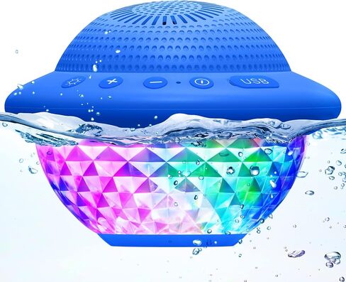 مكبرات صوت بركة العائمة مع أضواء LED ملونة ، IPX7 حوض استحمام ساخن Bluetooth ، صوت 10W صوت استريو ، ميكروفون مدمج ، مكبرات صوت لاسلكية محمولة لحوض الاستحمام الشاطئ في الهواء الطلق أبيض in Saudi Arabia