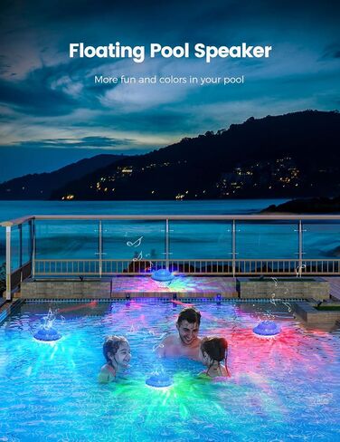 مكبرات صوت بركة العائمة مع أضواء LED ملونة ، IPX7 حوض استحمام ساخن Bluetooth ، صوت 10W صوت استريو ، ميكروفون مدمج ، مكبرات صوت لاسلكية محمولة لحوض الاستحمام الشاطئ في الهواء الطلق أبيض in Saudi Arabia