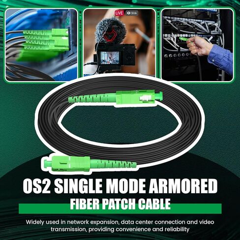 100ft/30m SC/APC كابل الإنترنت البصري OS2 الوضع المفرد في الهواء الطلق SC/APC الألياف البصرية SC إلى SC Jumper Simplex Patch Cord ATT & MONECTOR in Saudi Arabia