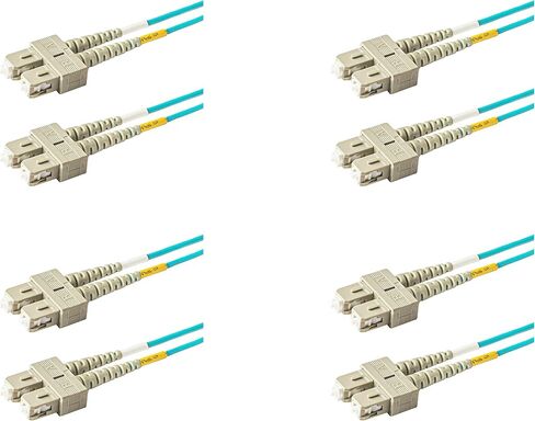 SpeedyFibertX - 4 عبوات 1 متر متعددة الأدوات OM3 Duplex SC إلى كابل تصحيح الألياف SC ، Corning OM3 ClearCurve 50/125 الألياف البصرية ، أكوا LSZH كابل in Kuwait