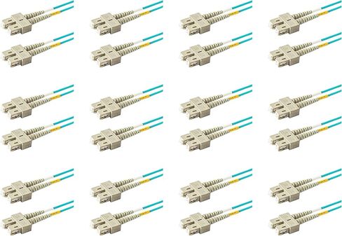 SpeedyFibertX - 4 عبوات 1 متر متعددة الأدوات OM3 Duplex SC إلى كابل تصحيح الألياف SC ، Corning OM3 ClearCurve 50/125 الألياف البصرية ، أكوا LSZH كابل in Kuwait