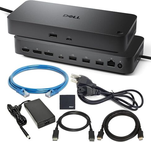 Dell Pro Smart Dock SD25 Docking Station Bundle Includes 130W Power Delivery Display Port Cable+ Zoomspeed HDMI Cable+ Ethernet Cable + Cleaning Cloth Supports Up to Four Displays WQHD 60Hz Displays in Saudi Arabia