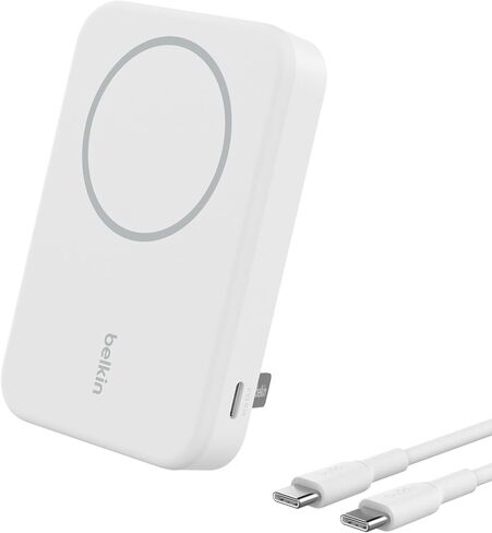 Belkin Portable Charger, Wireless Power Bank 15W 8000 mAh w/ Qi2 - MagSafe Charger w/Built-in Pop-up Kickstand - Compatible w/iPhone 16, 15, 14, 13, Plus, Pro, Max, Google Pixel 10, etc. - Black in Saudi Arabia