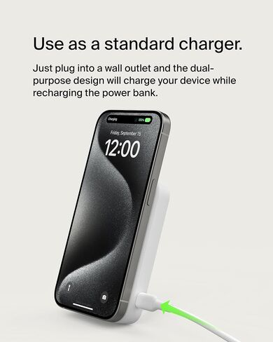 Belkin Portable Charger, Wireless Power Bank 15W 8000 mAh w/ Qi2 - MagSafe Charger w/Built-in Pop-up Kickstand - Compatible w/iPhone 16, 15, 14, 13, Plus, Pro, Max, Google Pixel 10, etc. - Black in Saudi Arabia