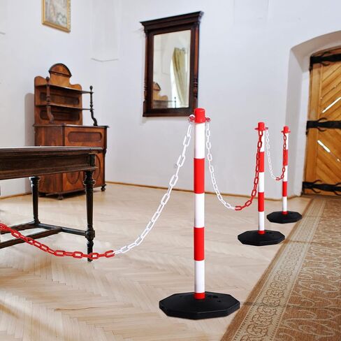 12 Pack Traffic Delineator Post Cones Include Fillable Base Expandable Traffic Safety Barrier 5 Feet Plastic Chain, Industrial Safety Cones Construction Cones for Parking Lot (Yellow and Black) in Saudi Arabia