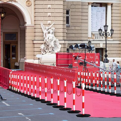 12 Pack Traffic Delineator Post Cones Include Fillable Base Expandable Traffic Safety Barrier 5 Feet Plastic Chain, Industrial Safety Cones Construction Cones for Parking Lot (Yellow and Black) in Saudi Arabia