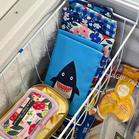 yumbox قابلة لإعادة الاستخدام قابلة للاستخدام حزم الجليد الغداء للأطفال مع الأكمام النسيج لصندوق الغداء ومبرد ، مقاوم للعروع ، حزمة من 2 حزم الجليد (Monster Shark) in Kuwait