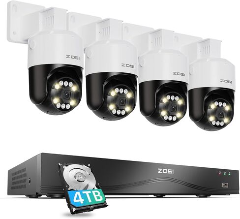 Zosi 4K 8MP 16CH Security Camera Camera مع اكتشاف مركبة AI Face Person ، 12 × 4K تتبع تتبع Auto Tracking Pt Poe مع الأضواء الكاشفة ، الصوت ثنائي الاتجاه ، 16 Port 32Ch 8MP NVR مع 4TB HDD in Kuwait