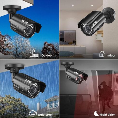 ZOSI 4PK 1920TVL 1080P Security Camera 3.6mm Lens 2.0MP CCTV Camera Home Security Waterproof Camera for 720P / 1080N / 1080P/5MP/4K Analog DVR Systems (Renewed) in Saudi Arabia