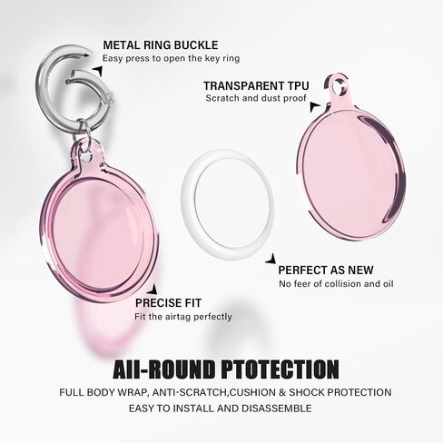 Galafoki Waterproof 4 Pack متوافق مع حامل Apple Airtags ، علامات الهواء الصافية-4 علامات الهواء مع حزمة Airtags keychain للأطفال الكلب والحيوانات الأليفة ومفاتيح السيارات ، والبطول الوردي+اللون الأزرق+الأرجواني+أسود+أبيض in Kuwait