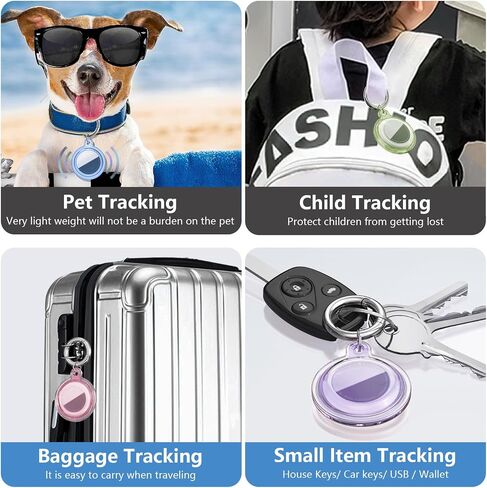 Galafoki Waterproof 4 Pack متوافق مع حامل Apple Airtags ، علامات الهواء الصافية-4 علامات الهواء مع حزمة Airtags keychain للأطفال الكلب والحيوانات الأليفة ومفاتيح السيارات ، والبطول الوردي+اللون الأزرق+الأرجواني+أسود+أبيض in Kuwait