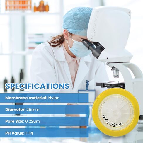 مرشحات حقنة PTFE بقطر 25 مم وحجم المسام 0.45um (10 عبوات) in Kuwait