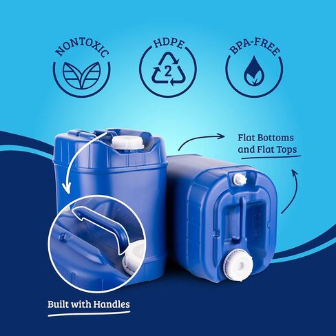 5-Gallon Stackable Water Storage Containers, Emergency Water Storage for Camping and Disaster Preparedness, 40 Gallons in Saudi Arabia