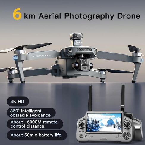 طائرة بدون طيار مع كاميرا 4K للبالغين ، KF100 كحد أقصى ، تجنب العقبات بزاوية 360 درجة ، تثبيت gimbal 3 محاور ، 6 كم انتقال ، Quadcopter ذكي بدون فرش ، وقت الطيران 50 دقيقة ، 3 بطاريات in Saudi Arabia
