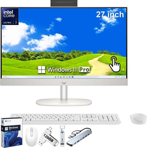 HP 27 بوصة All-in-One Touch Screenen Computer ، Intel 12-Core Ultra 7 155U ، 64 GB DDR5 RAM ، 1 TB SSD ، KB & Mouse اللاسلكي ، ارتفاع قابل للتعديل ، كاميرا الويب HD ، Windows 11 Pro in Saudi Arabia