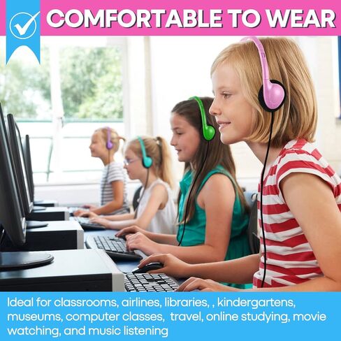 Bulk Class Set Headphones 30 Pack for Classroom Students Kids，Adjustable School Earphones On Ear with 3.5mm Jack for Teachers Children Toddler Boys Girls Teens Adult(GS857, Mixed) in Saudi Arabia