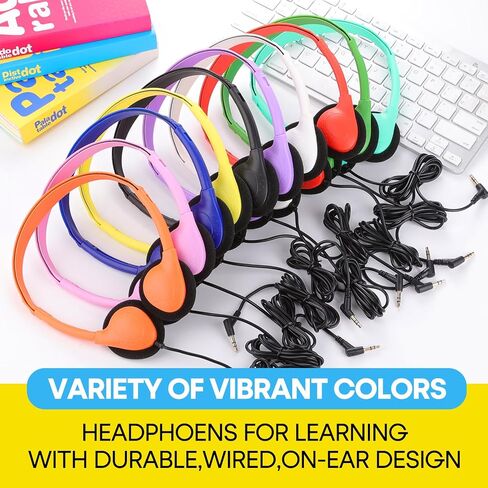 Bulk Class Set Headphones 30 Pack for Classroom Students Kids，Adjustable School Earphones On Ear with 3.5mm Jack for Teachers Children Toddler Boys Girls Teens Adult(GS857, Mixed) in Saudi Arabia