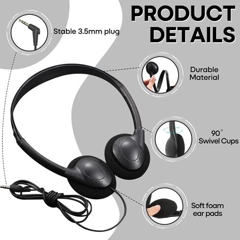 Classroom Headphones Bulk 6 Pack for School Kids Student,Affordable Wired On Ear Headset with 3.5mm Plug for Children Toddler Teens Boys Girls and Adult(GS857,Mixed) in Saudi Arabia
