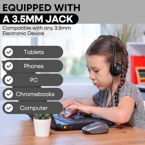 Classroom Headphones Bulk 6 Pack for School Kids Student,Affordable Wired On Ear Headset with 3.5mm Plug for Children Toddler Teens Boys Girls and Adult(GS857,Mixed) in Saudi Arabia
