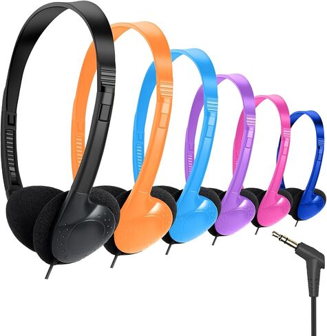 Bulk Class Set Headphones 30 Pack for Classroom Students Kids，Adjustable School Earphones On Ear with 3.5mm Jack for Teachers Children Toddler Boys Girls Teens Adult(GS857, Mixed) in Saudi Arabia