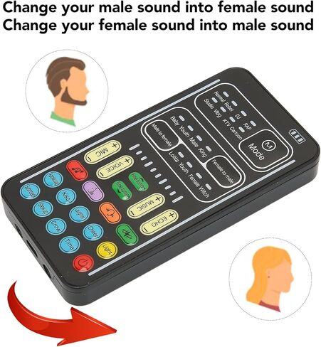 Dpofirs Mini Voice Changer Sound Card for Computers, Sound Converter with 8 Kinds of Sound Changes Suitable for Computers, Phones, Tablets and Gaming Device(I9 English Edition) in Saudi Arabia