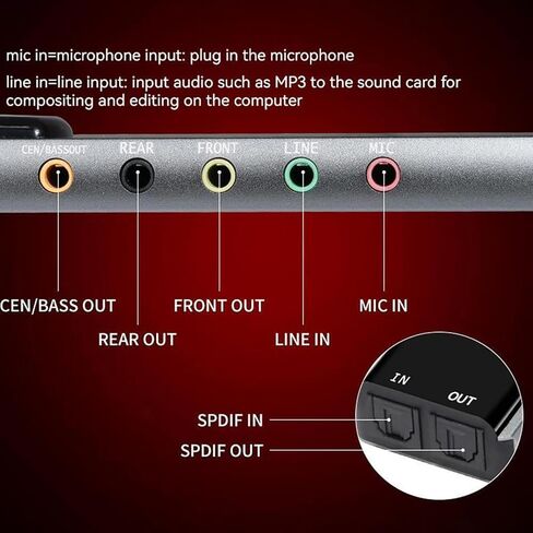 بطاقة الصوت الصوتية Dagijird 5.1 ، USB Outside Sound Card Optical SPDIF Adapter لجهاز الكمبيوتر المحمول للكمبيوتر الشخصي in Saudi Arabia