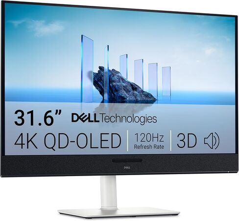 Dell 32 Plus 4K QD-OLED Monitor S3225QC - 31.6-inch (3840 x 2160) 120Hz 0.03ms Display, AI-Enhanced 3D Spatial Audio, Height/Tilt/Swivel/Slant Adjustment - Ash White in Saudi Arabia