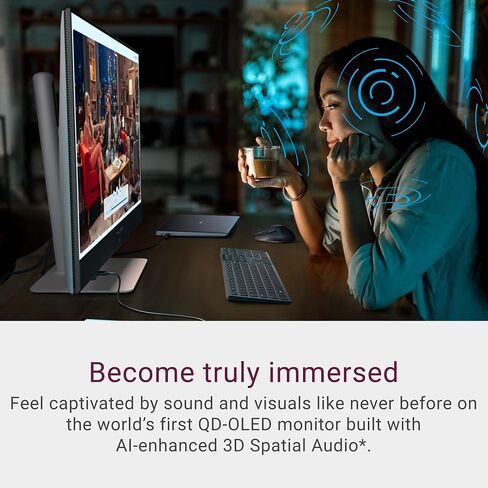 Dell 32 Plus 4K QD-OLED Monitor S3225QC - 31.6-inch (3840 x 2160) 120Hz 0.03ms Display, AI-Enhanced 3D Spatial Audio, Height/Tilt/Swivel/Slant Adjustment - Ash White in Saudi Arabia