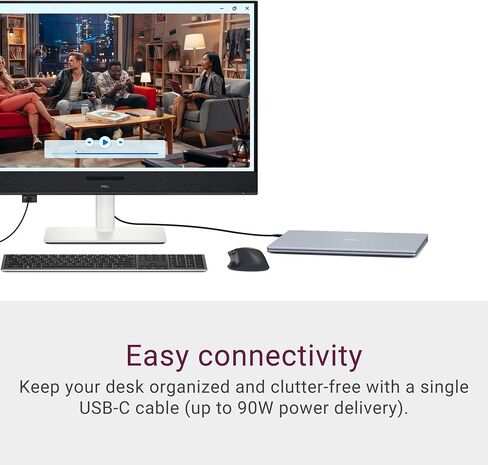 Dell 32 Plus 4K QD-OLED Monitor S3225QC - 31.6-inch (3840 x 2160) 120Hz 0.03ms Display, AI-Enhanced 3D Spatial Audio, Height/Tilt/Swivel/Slant Adjustment - Ash White in Saudi Arabia