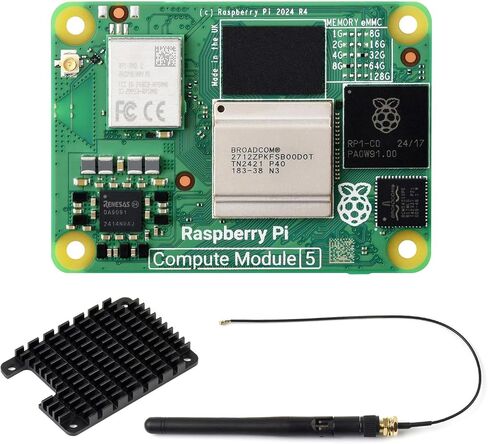 waveshare CM5 Pi Compute Module 5，Comes with an Official Raspberry Pi CM5108032 (with Wireless, 8GB RAM, 32GB eMMC Flash), an Antenna Kit and a HEATSINK. (3 Items) in Saudi Arabia