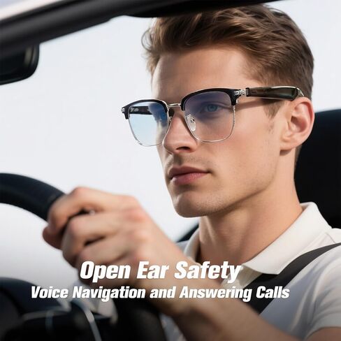 Yihou Smart Bluetooth Glasses for Men Women with Speakers Headphone Audio Music Blue Tooth Glasses Bluetooth Eyeglasses Silver in Kuwait