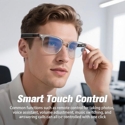 Yihou Smart Bluetooth Glasses for Men Women with Speakers Headphone Audio Music Blue Tooth Glasses Bluetooth Eyeglasses Silver in Kuwait