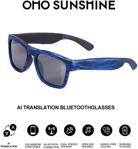 OhO sunshine AI Translation Bluetooth Glasses with 164 Languages Dual-Ear Free Talk simultaneous Interpretation in Saudi Arabia