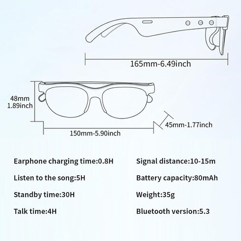 AI Smart Bluetooth Glasses w/150+ Real-Time Translation Voice Assistant & HandsFree Call HD Audio Wireless Glasses for Travel Business Unisex Lightweight Design (Men & Women) in Saudi Arabia