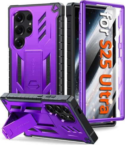 Fntcase لـ Samsung Galaxy S25-FE Case: Grady Grade Drop Proof Protect Cover مع Kickstand | غير لامع مزخرف الوعرة TPU | حالة الهاتف القوية الواقية أسود in Kuwait