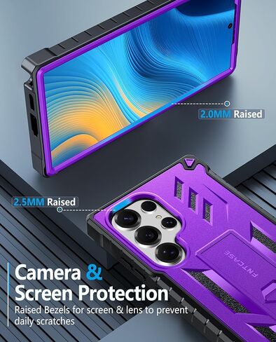 Fntcase لـ Samsung Galaxy S25-FE Case: Grady Grade Drop Proof Protect Cover مع Kickstand | غير لامع مزخرف الوعرة TPU | حالة الهاتف القوية الواقية أسود in Kuwait