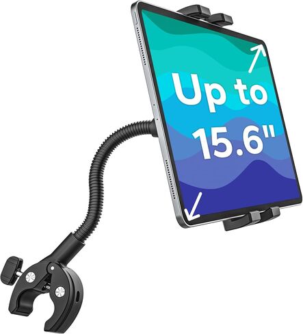 15.6" Tablet Holder for Wheelchair/Stroller/Treadmill/Mic Stand/Boat/Handlebar Clamp, Metal Gooseneck Mount with Adjustable Arm for iPad Pro 13 12.9 Air Mini, Galaxy Tab, iPhone, 4.7-15.6" Devices in Saudi Arabia