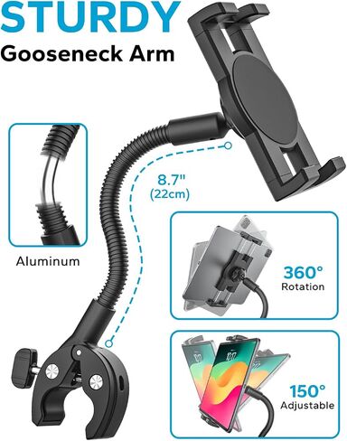 15.6" Tablet Holder for Wheelchair/Stroller/Treadmill/Mic Stand/Boat/Handlebar Clamp, Metal Gooseneck Mount with Adjustable Arm for iPad Pro 13 12.9 Air Mini, Galaxy Tab, iPhone, 4.7-15.6" Devices in Saudi Arabia