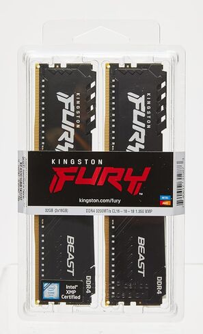 Kingston Fury Beast 32GB (2x16GB) 3200MHz DDR4 CL16 مجموعة ذاكرة سطح المكتب 2 KF432C16BB1K2/32 in Saudi Arabia