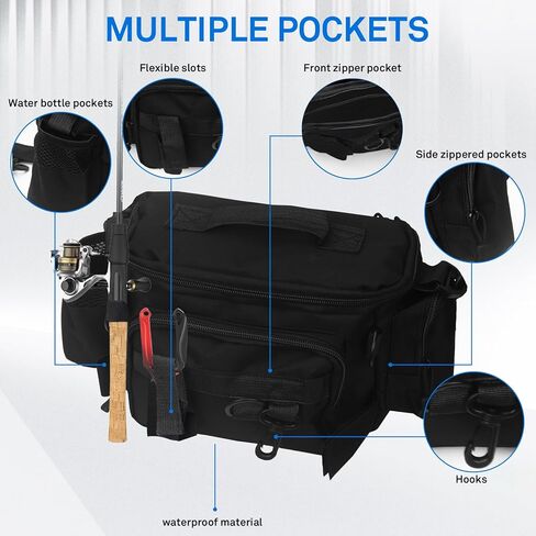 Fishing Waist Bag with Adjustable Belt/Shoulder Strap, Waterproof Tackle Storage Bag, Fishing Fanny Pack for Men, Shoulder Bag, Lures Organizer Pouch, Travel Pack for Running Hiking Outdoor in Saudi Arabia