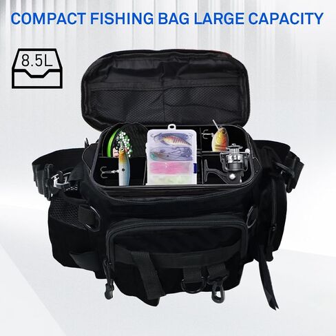 Fishing Waist Bag with Adjustable Belt/Shoulder Strap, Waterproof Tackle Storage Bag, Fishing Fanny Pack for Men, Shoulder Bag, Lures Organizer Pouch, Travel Pack for Running Hiking Outdoor in Saudi Arabia