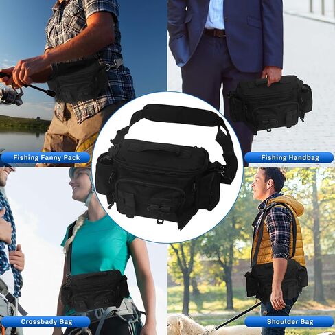 Fishing Waist Bag with Adjustable Belt/Shoulder Strap, Waterproof Tackle Storage Bag, Fishing Fanny Pack for Men, Shoulder Bag, Lures Organizer Pouch, Travel Pack for Running Hiking Outdoor in Saudi Arabia