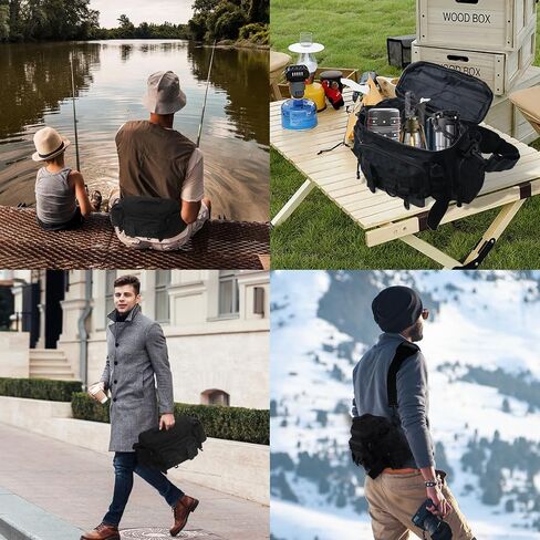 Fishing Waist Bag with Adjustable Belt/Shoulder Strap, Waterproof Tackle Storage Bag, Fishing Fanny Pack for Men, Shoulder Bag, Lures Organizer Pouch, Travel Pack for Running Hiking Outdoor in Saudi Arabia