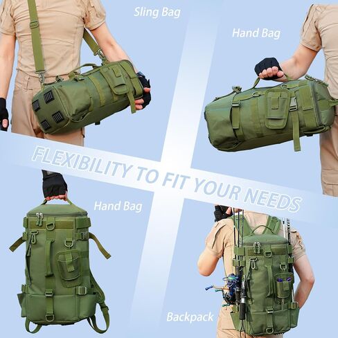Fishing Tackle Backpack – 15L Water-Resistant Tackle Storage Backpack with Rod Holder, Oxford Fabric, MOLLE System – Lightweight Fishing Gear Bag for Men Hiking, Kayak, Outdoor Trip(Bag Only) in Saudi Arabia