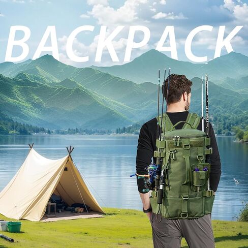 Fishing Tackle Backpack – 15L Water-Resistant Tackle Storage Backpack with Rod Holder, Oxford Fabric, MOLLE System – Lightweight Fishing Gear Bag for Men Hiking, Kayak, Outdoor Trip(Bag Only) in Saudi Arabia