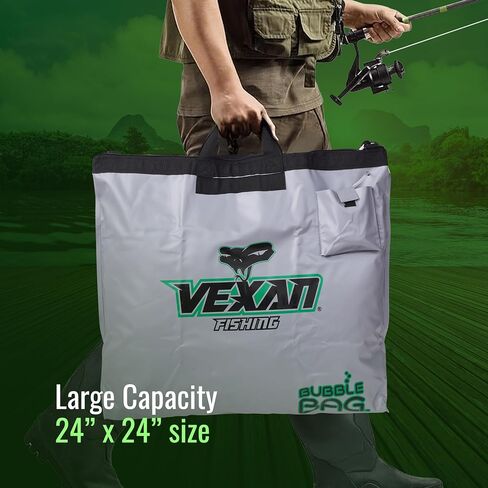 حقيبة وزن من Vexan Tournament لصيد الأسماك - حقيبة سمكة شديدة التحمل مقاس 24 بوصة × 24 بوصة للأسماك التي يتم اصطيادها - مقاومة للماء، بسحاب، مقابض مبطنة، طبقات ملحومة ثلاثية، حامل ذو سعة كبيرة لسهولة النقل in Kuwait