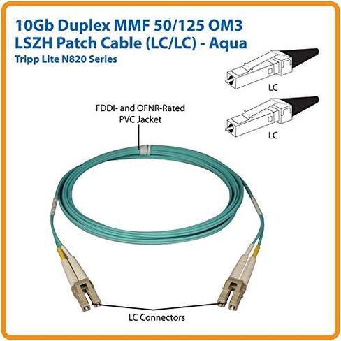 Tripp Lite 10GB Duplex MultiMode 50/125 OM3 LSZH CABLE CATPLE CATPLE ، (LC/LC)-AQUA ، 30M (100-FT.) (N820-30M) in Kuwait